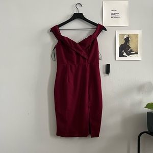 Lulu's Glam Burgundy Off-the-Shoulder Body Dress